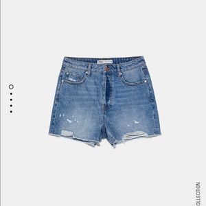 Zara Ripped Denim Shorts